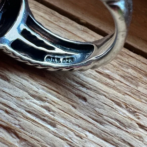 David Yurman Albion 11mm Morganite SS Ring w/Midnight Melange Diamonds - Size 6 - Picture 7 of 9